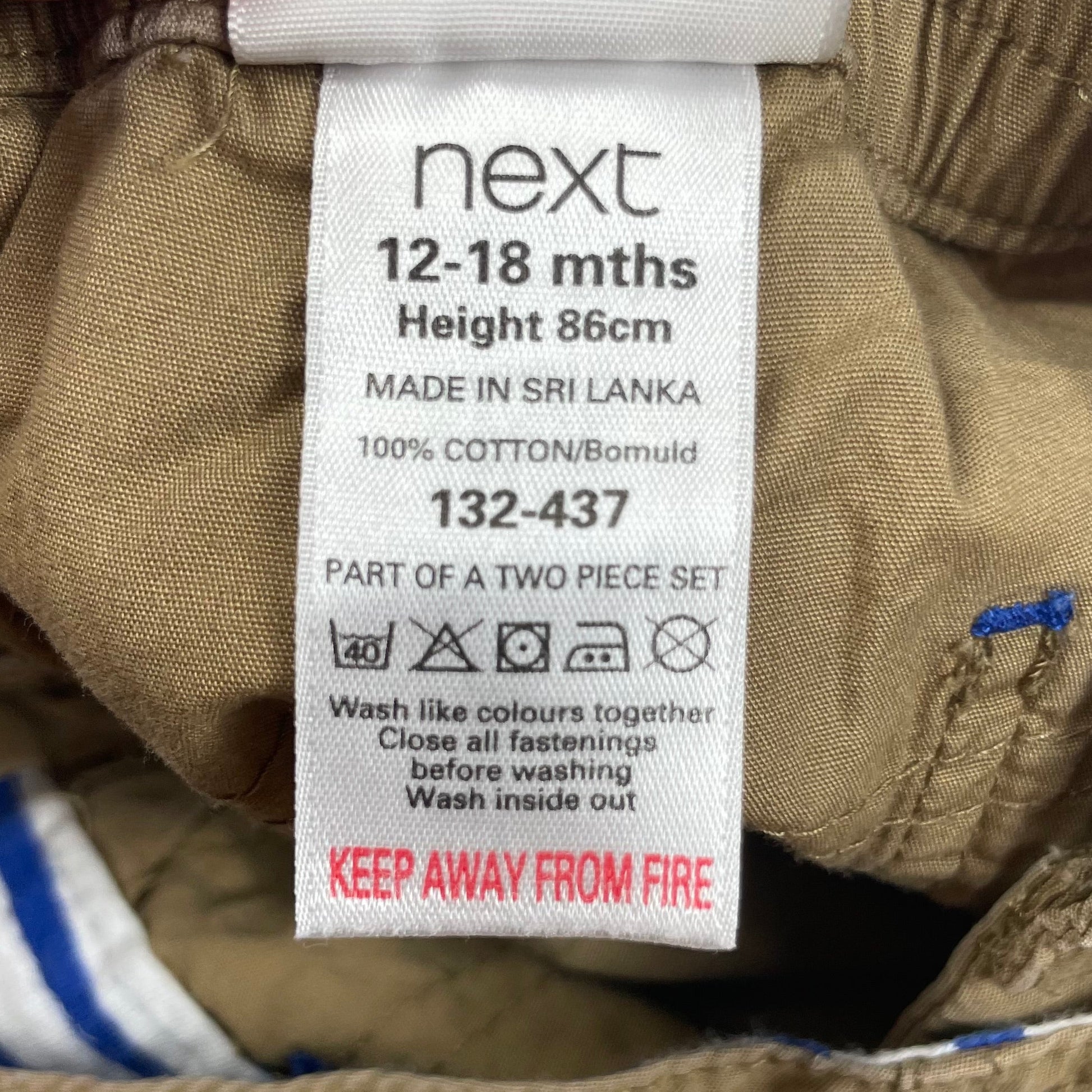 Khaki Baumwoll-Overall mit blauen Streifen für Babys