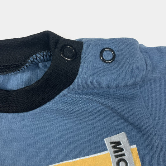 Blauer Baumwoll-Pullover mit frechem Spruch und langen Ärmeln