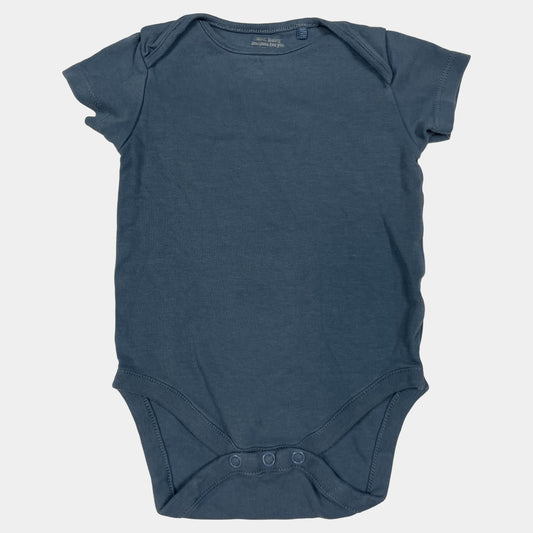 Blauer Baumwoll-Body mit Druckknöpfen