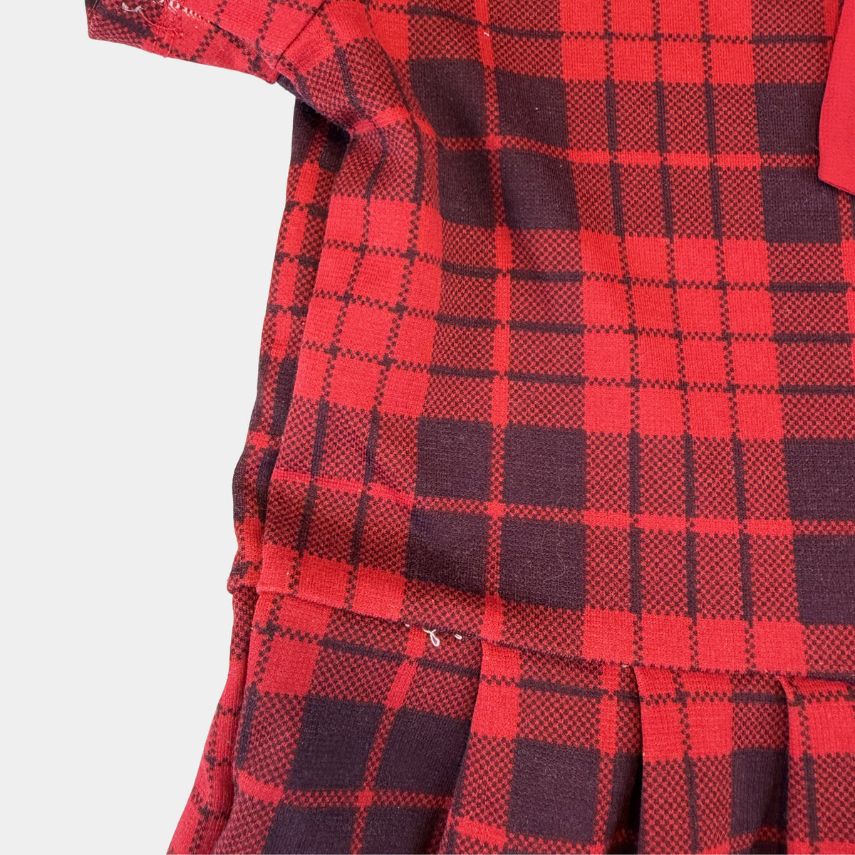 Rotes kariertes Kinderkleid mit kurzer Arm und Schleife von H&M – fabric