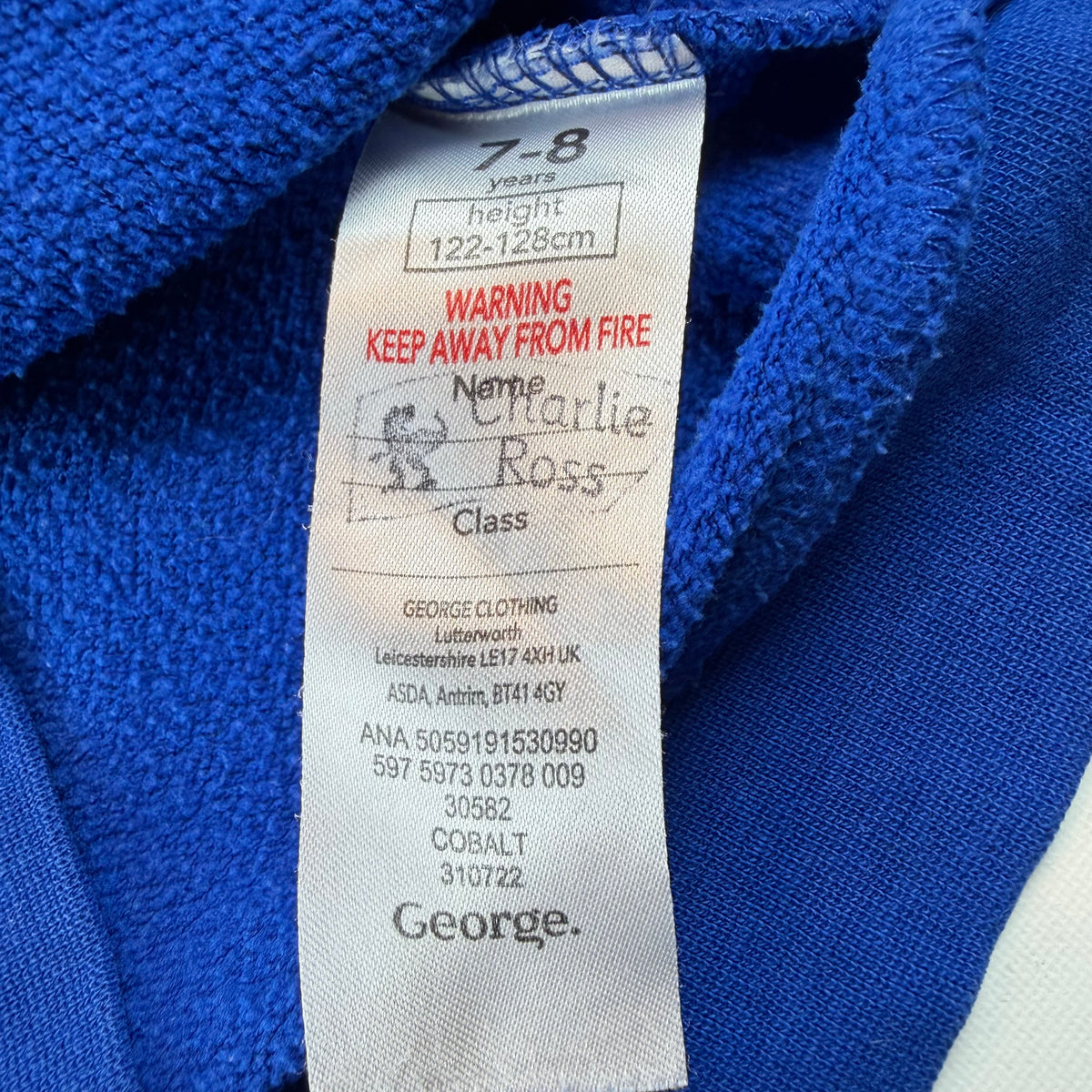 Blaues Kinder-Sweatshirt mit Rundhals und langen Ärmeln – label