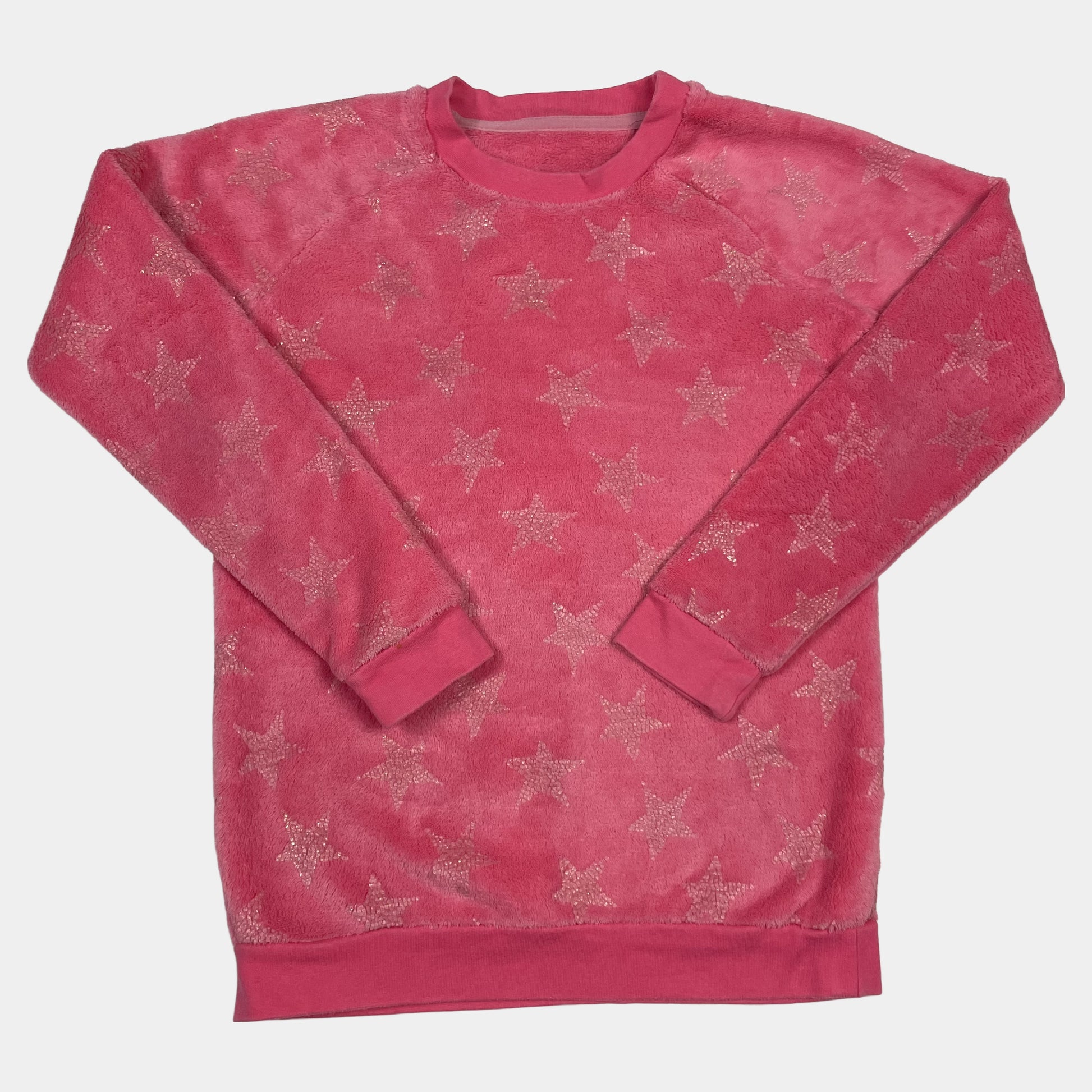Kuscheliger pinker Fleece-Pullover in Größe 10–11 Jahre. – front