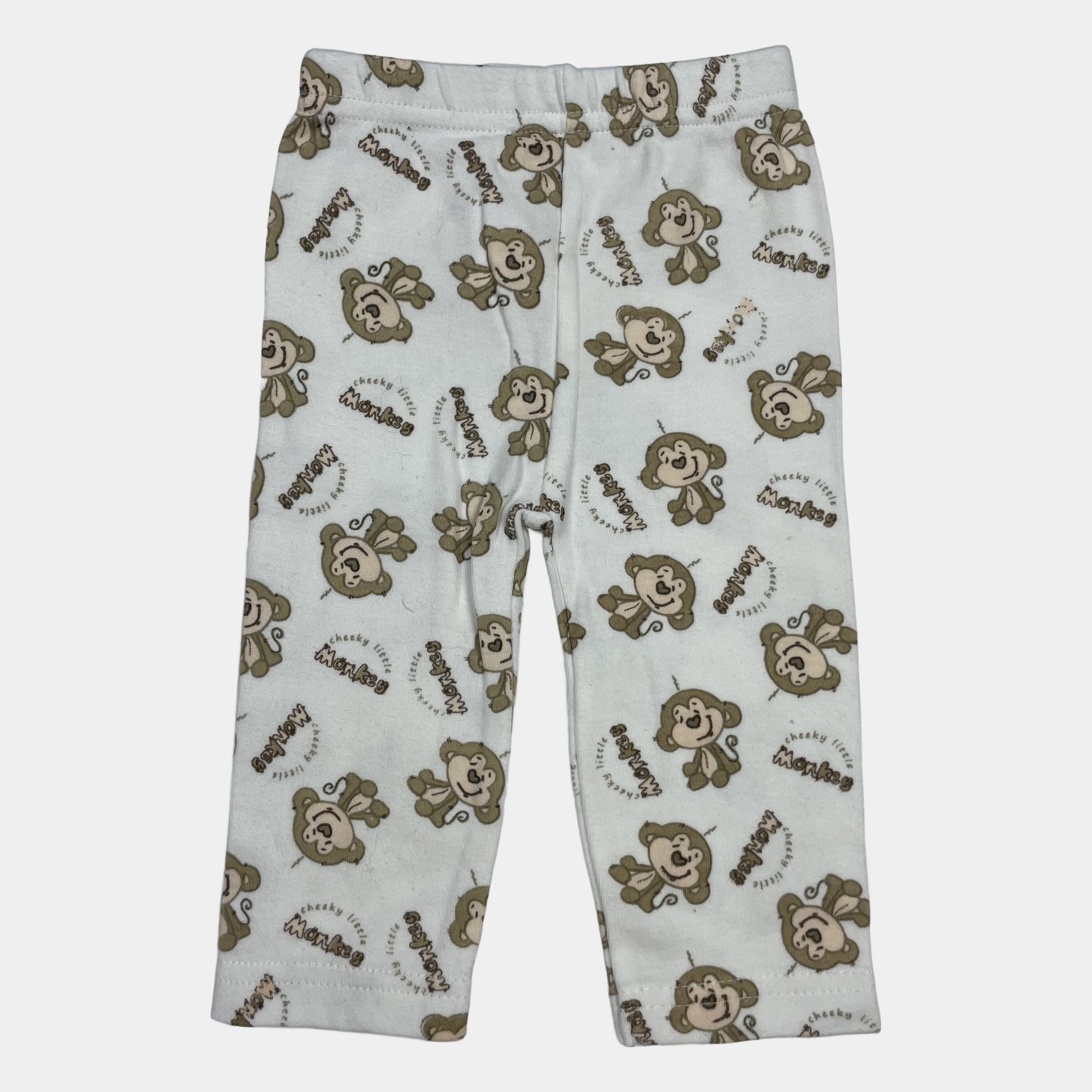 Weiße Hose mit Affen-Druck von Bebe Bonito, Größe 0-3 Monate – front