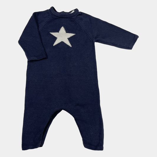 Marineblauer Overall für Babys mit weißem Stern auf der Vorderseite – front