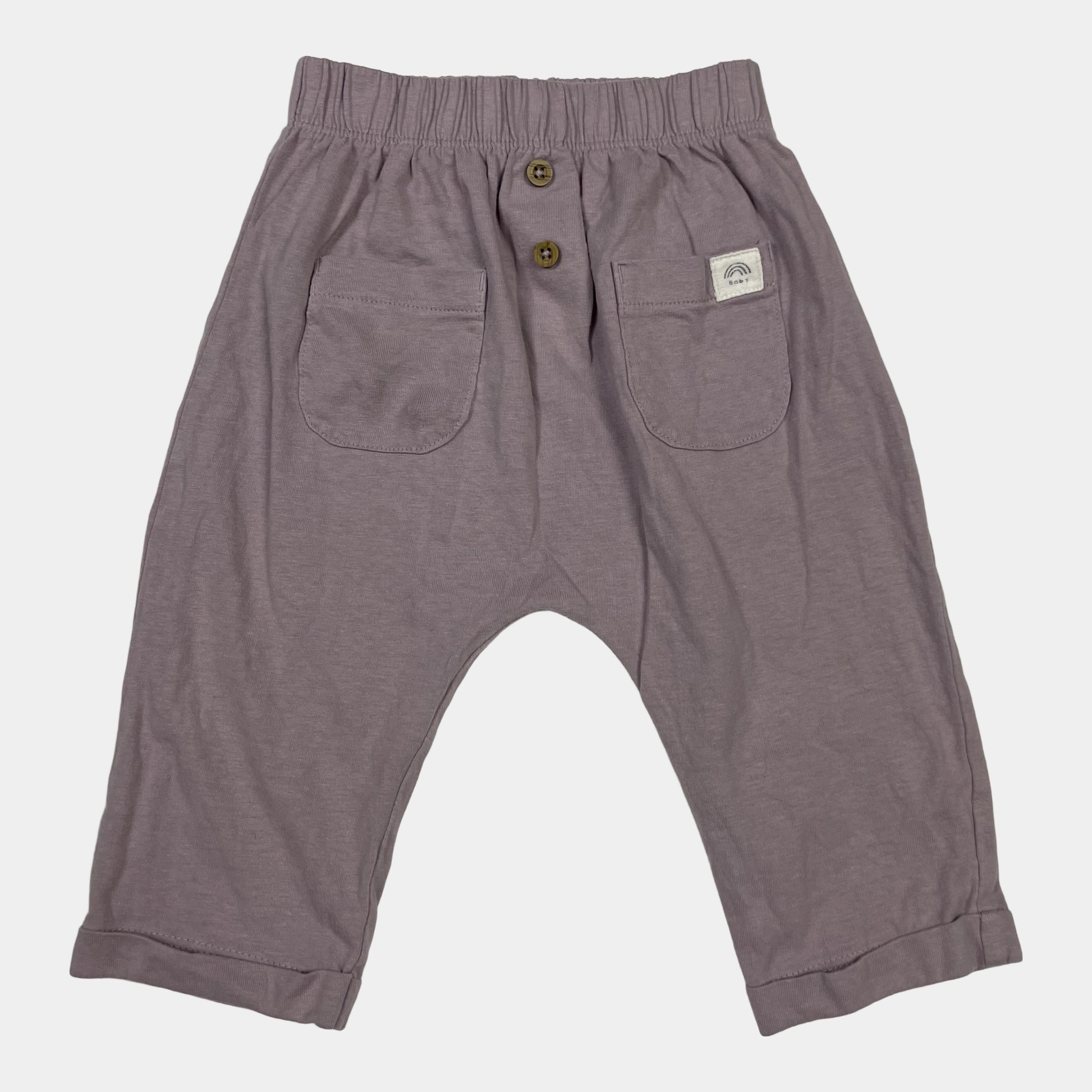 Lila Baumwollhose mit elastischem Bund und Taschen – front