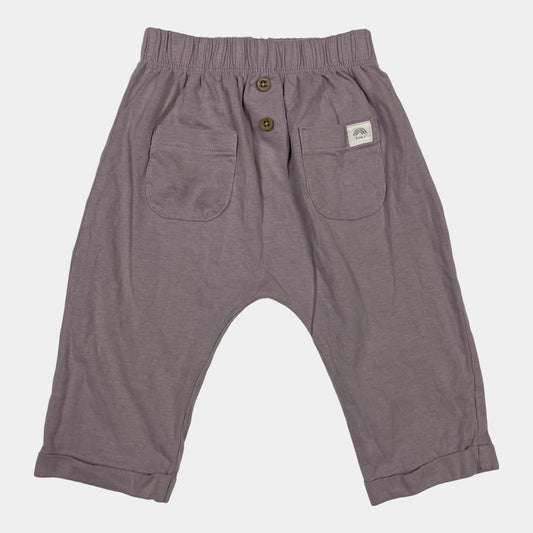 Lila Baumwollhose mit elastischem Bund und Taschen – front