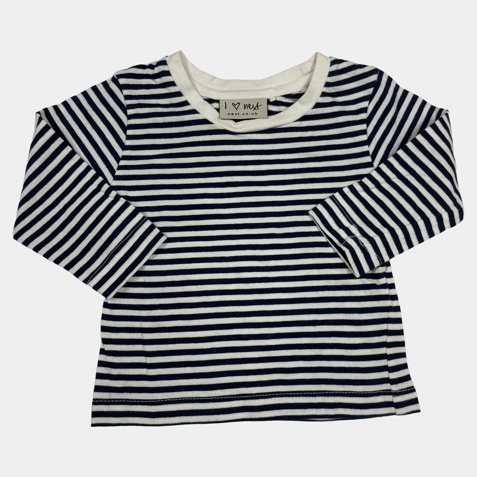 Blau-weißes Viscose Langarmshirt mit Streifenmuster