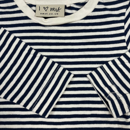 Blau-weißes Viscose Langarmshirt mit Streifenmuster