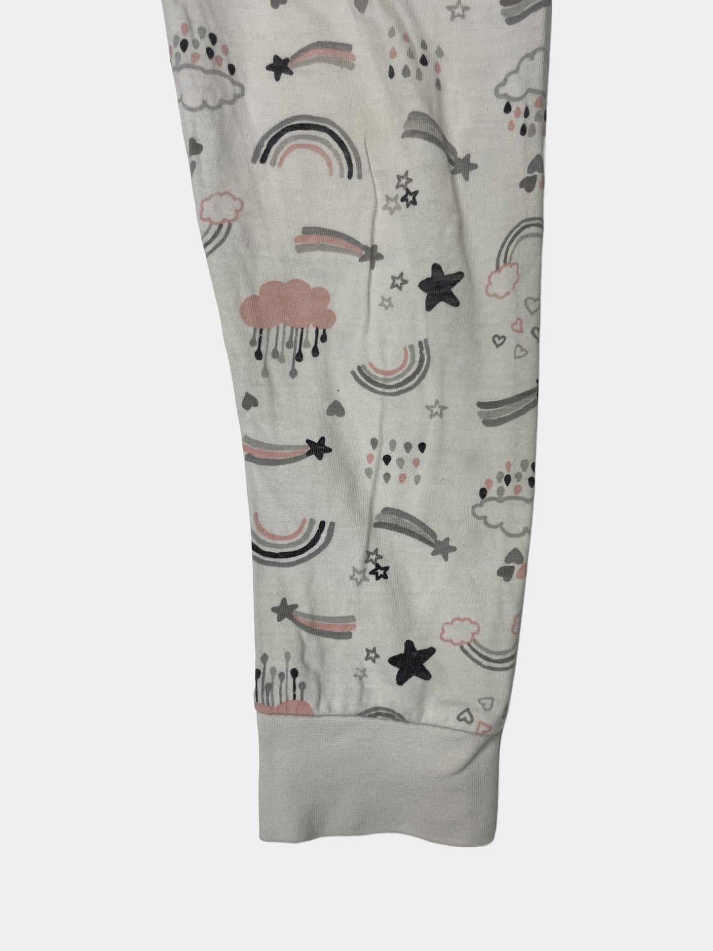 Weiße Schlafanzughose mit Regenbogenmuster für 7-8 Jahre – detail