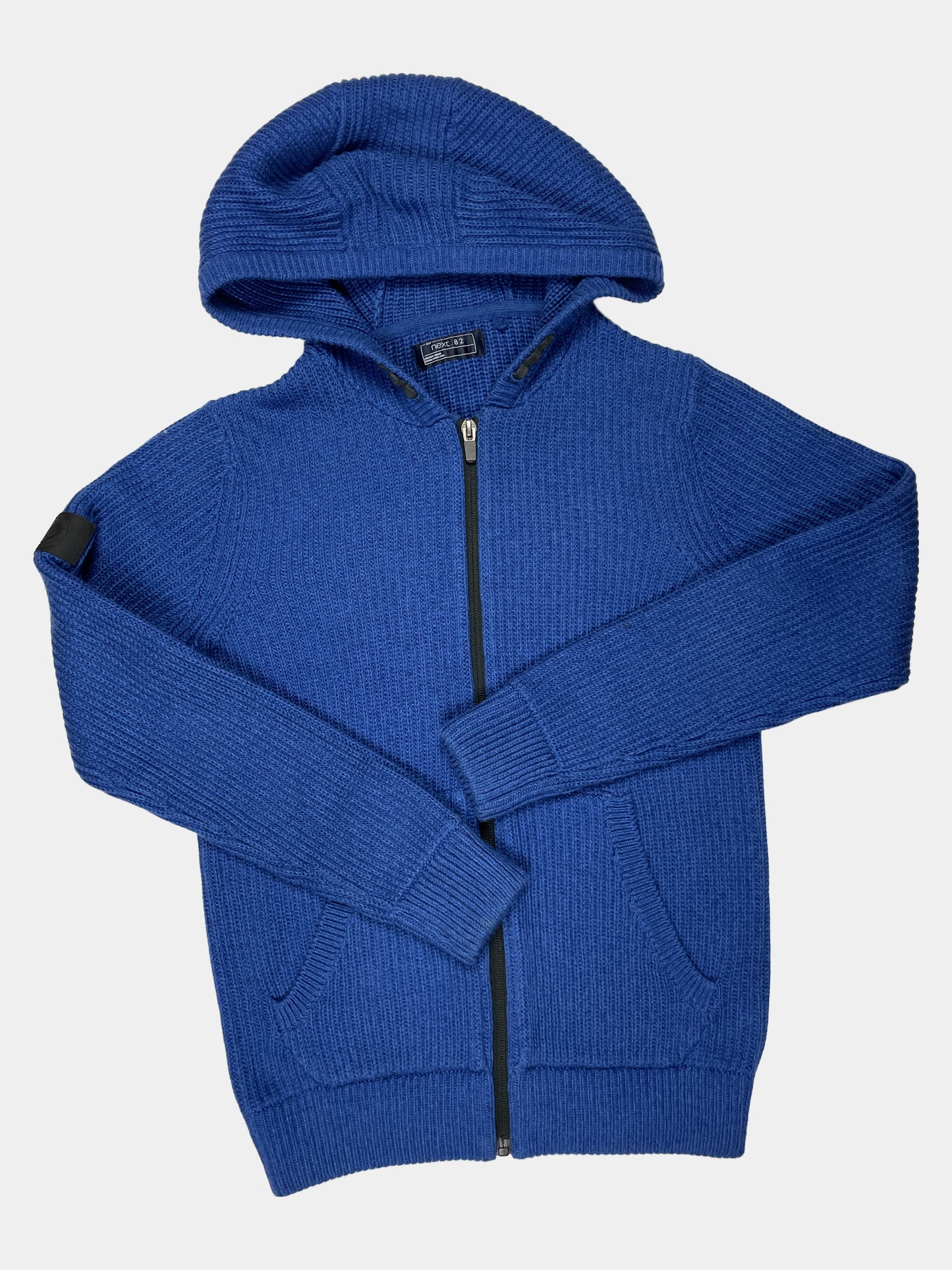 Blaue Strickjacke mit Kapuze für 12 Jahre (ca. 152 cm) – front