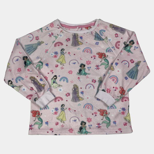 Rosa Pullover mit Prinzessinnenmuster und langen Ärmeln – front