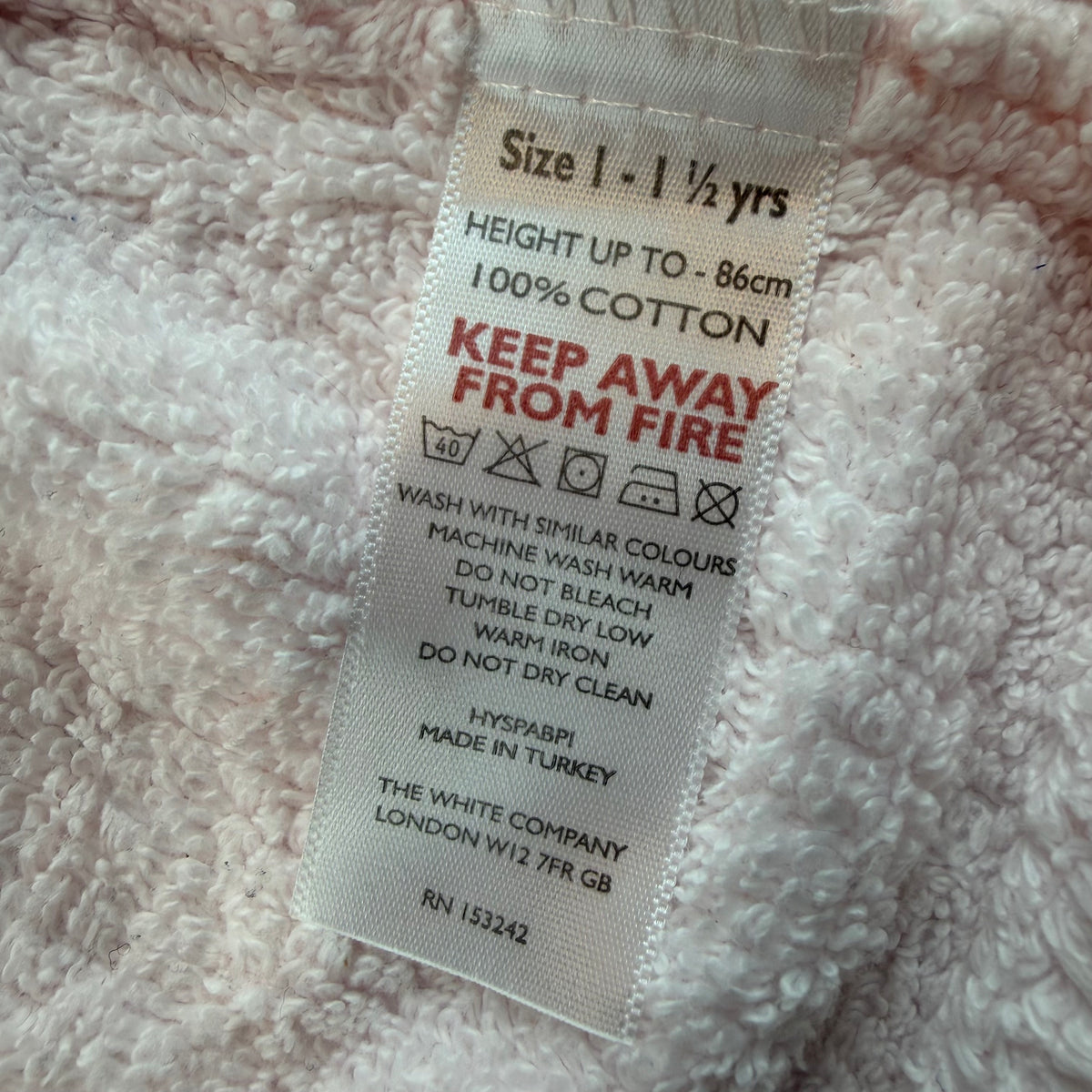 Hellrosa Frottee-Bademantel mit Kapuze, Bindegürtel und Taschen – label
