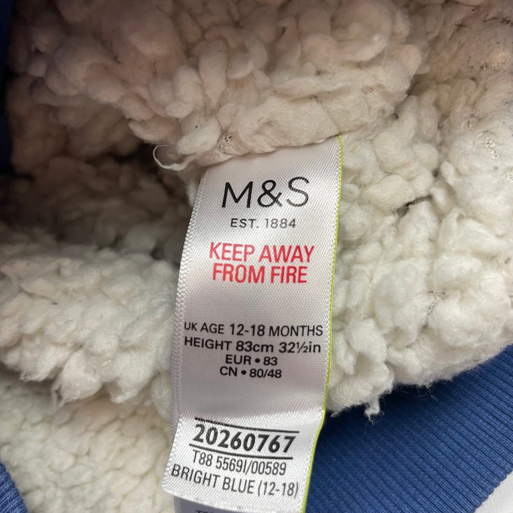 Blaues Kapuzen-Sweatshirt mit Reißverschluss für Babys, 12-18 Monate – label