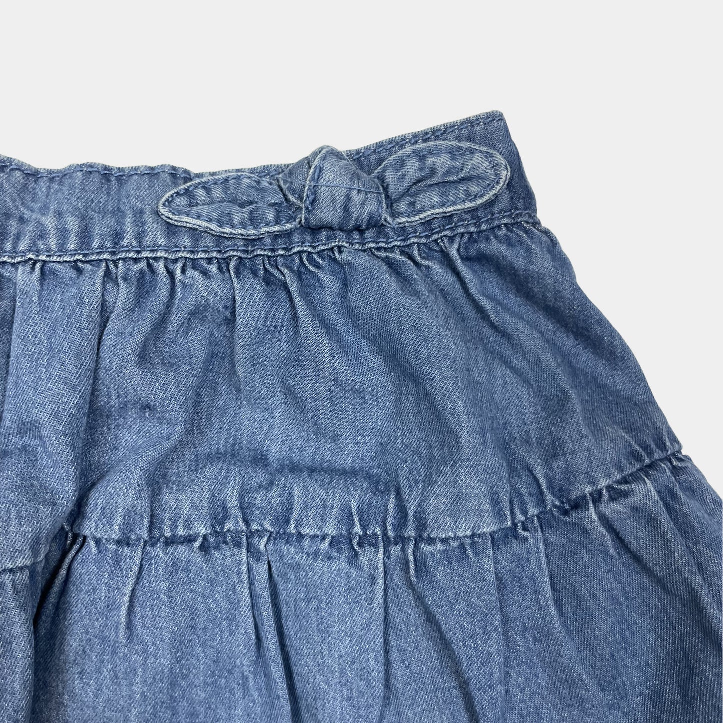 Blauer Baumwoll-Rock mit Rüschen für Kinder – detail