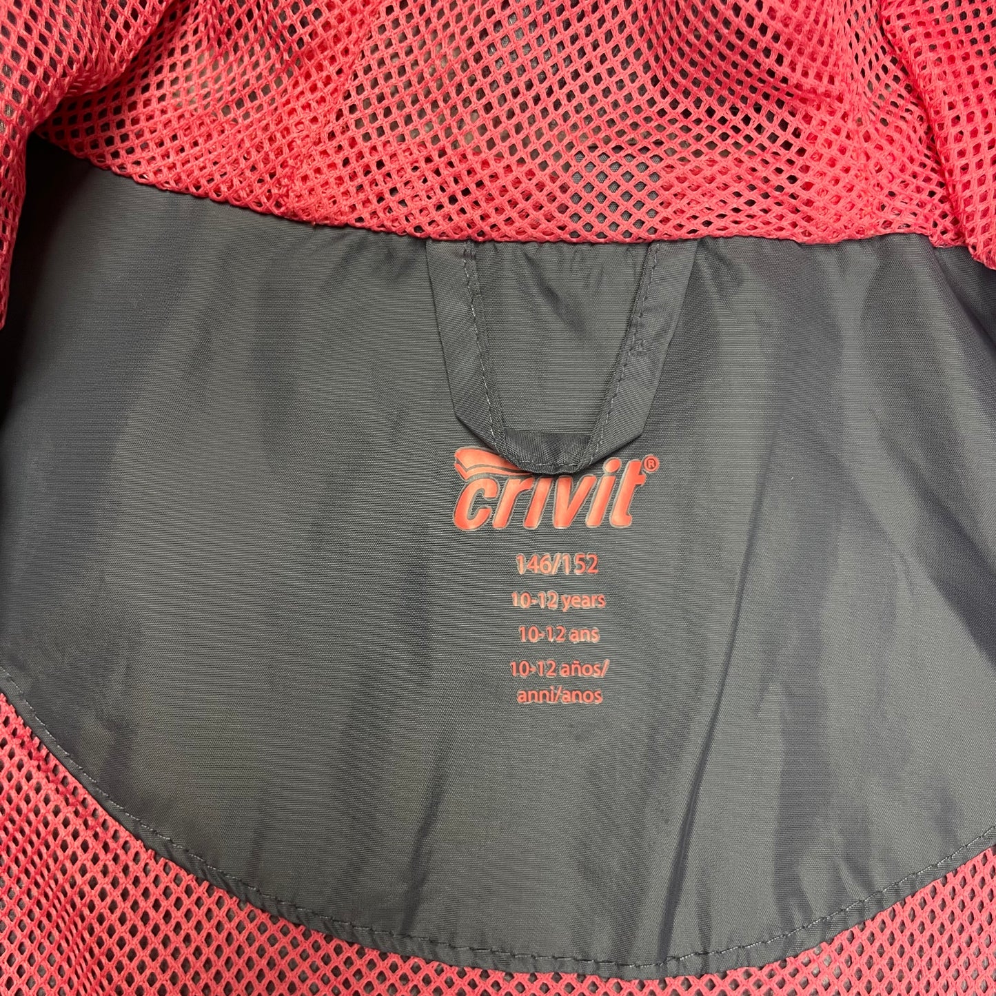 Graue Polyester-Jacke mit rosa Details und Kapuze – label