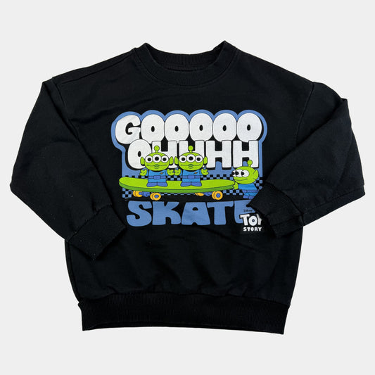 Schwarzes Kinder-Sweatshirt mit Toy-Story-Aliens-Print und Rippbündchen – front