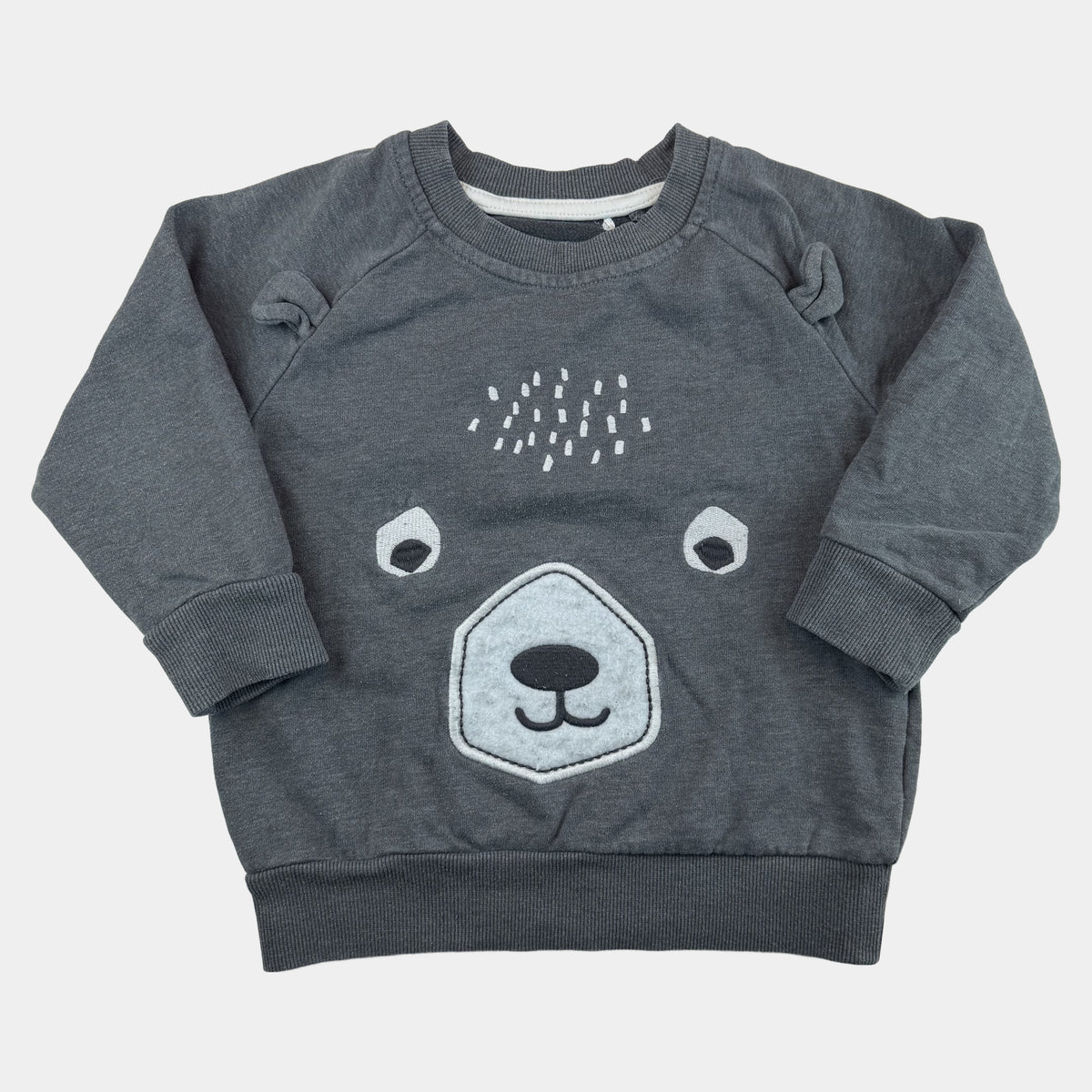 Graues Kinder-Sweatshirt mit Bärengesicht-Print – front