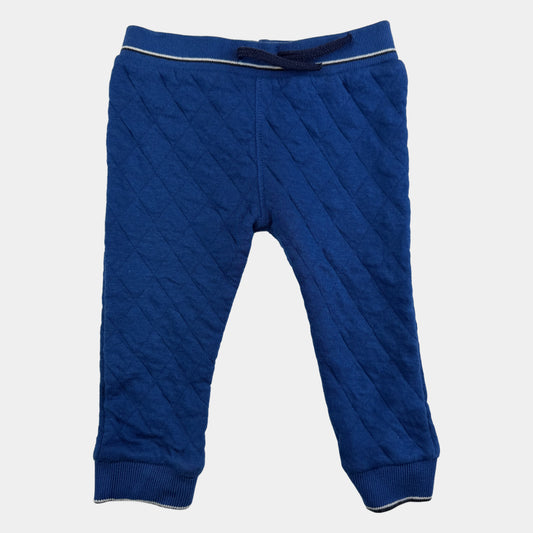 Blaue gesteppte Baby-Jogginghose mit Kordelzug und Rippbündchen – front