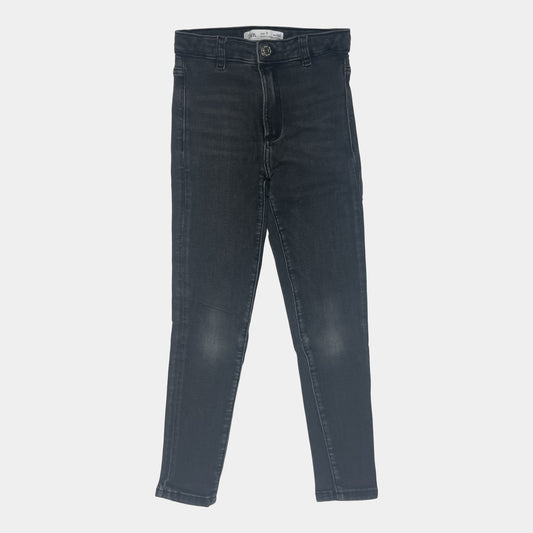 Graue Denim-Leggings mit schmalem Schnitt und Gürtelschlaufen – front