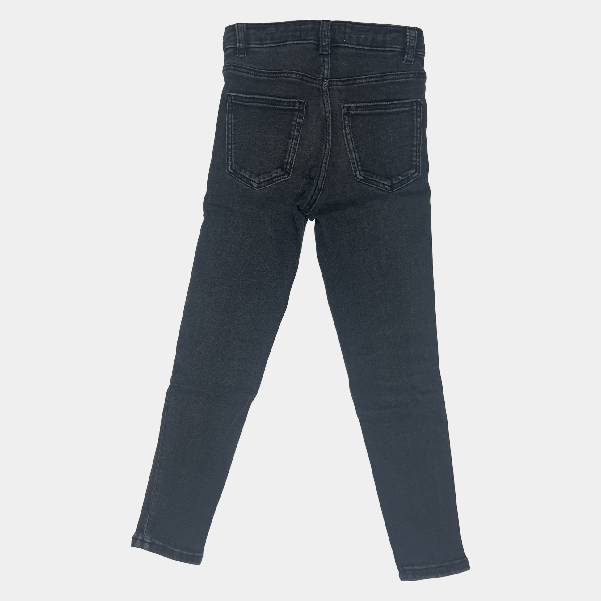 Graue Denim-Leggings mit schmalem Schnitt und Gürtelschlaufen – back