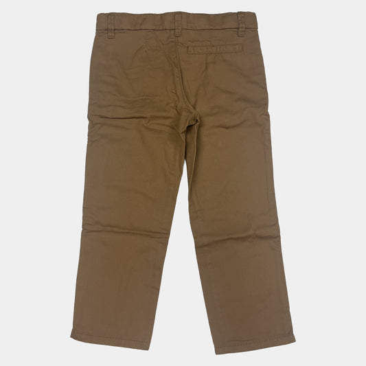 Braune Baumwollhose mit geraden Beinen und Gürtelschlaufen – back