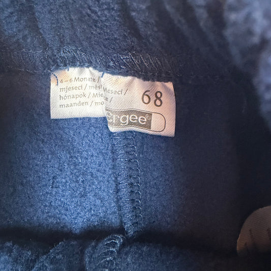 Dunkelblaue Fleecehose für Babys mit Gummibund und Kniepatches – label