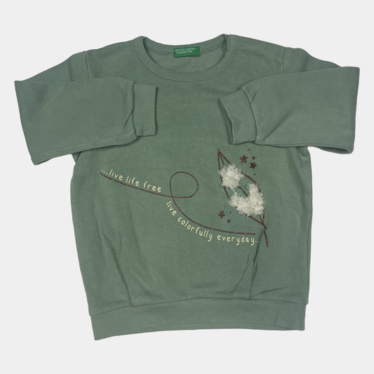 Grüner Pullover mit Motiv und Schriftzug – front