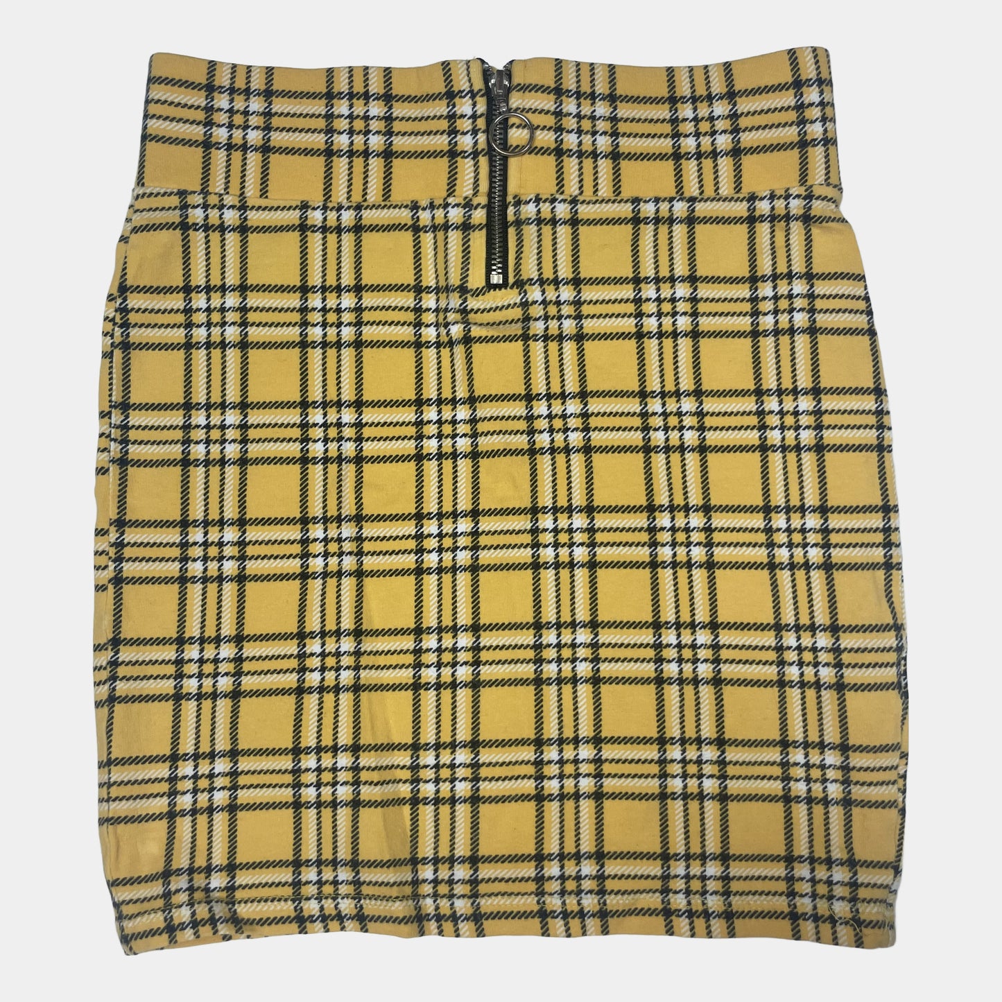 Karierter Rock in Gelb und Schwarz mit Reißverschluss hinten, Größe 10/11 Jahre – front