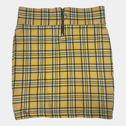 Karierter Rock in Gelb und Schwarz mit Reißverschluss hinten, Größe 10/11 Jahre – front