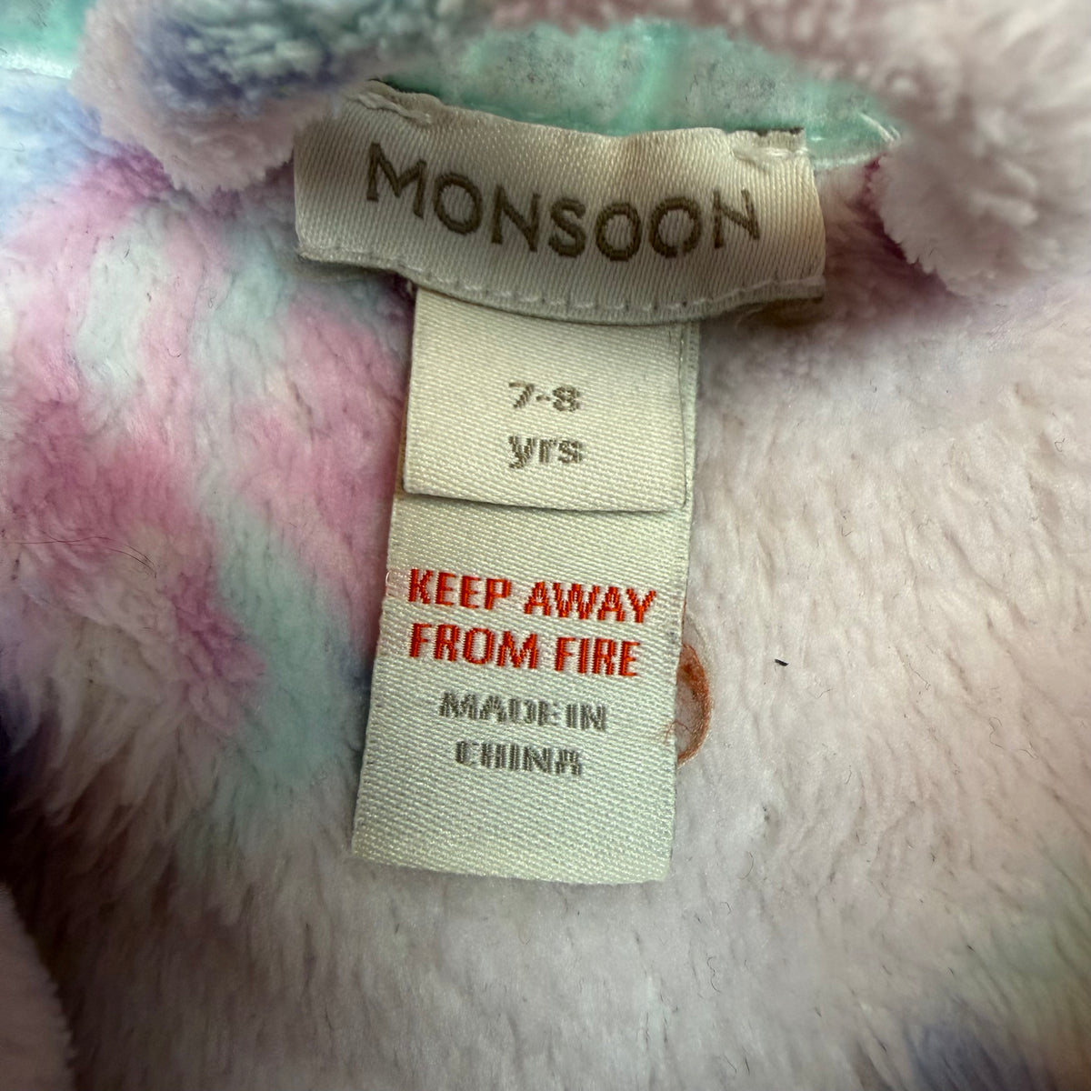 Rosa Fleece-Bademantel für Kinder mit Kapuze, Bindegürtel, Taschen und Einhornmuster – label
