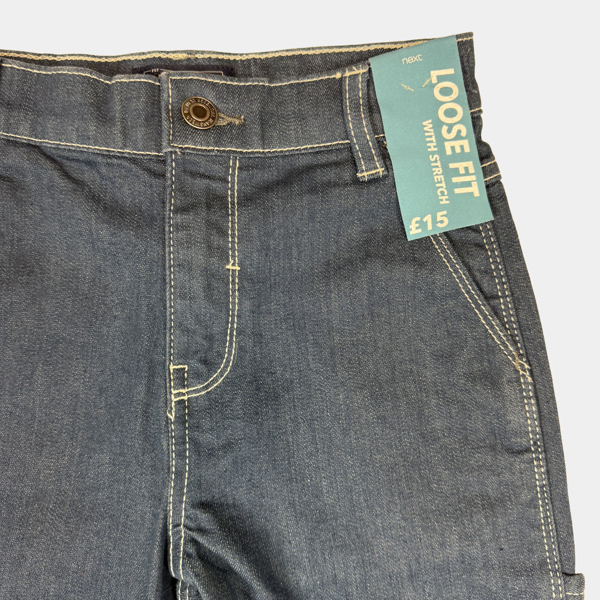 Blaue Next Kinderjeans im Loose-Fit mit Cargotasche, Größe 116 – detail