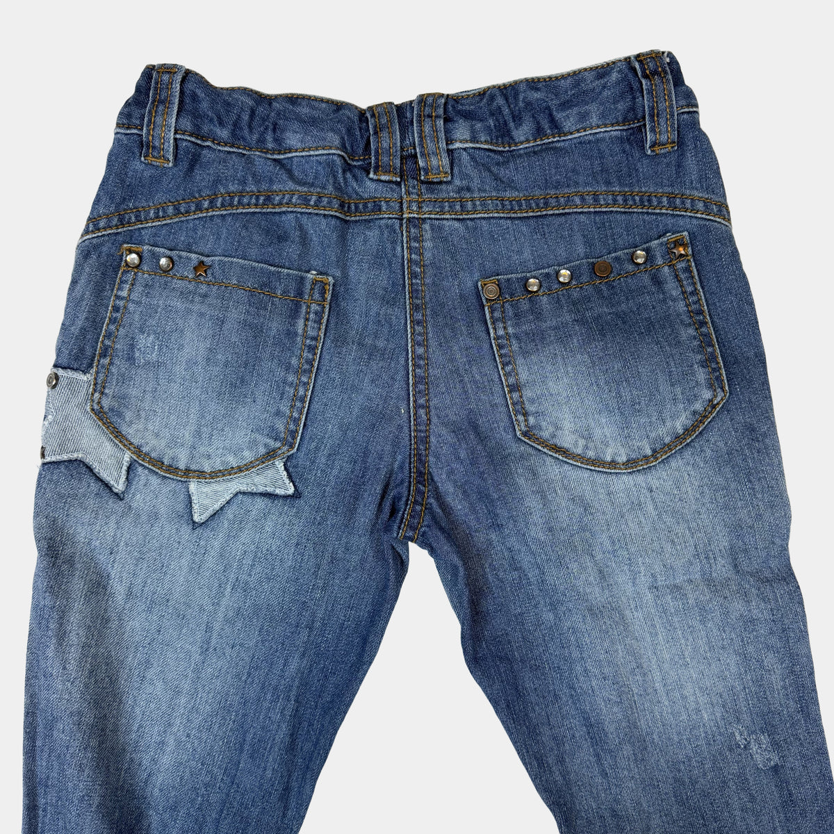 Blaue Kinder-Jeans aus Denim mit Nieten-Details und Stern-Applikation, Next – back