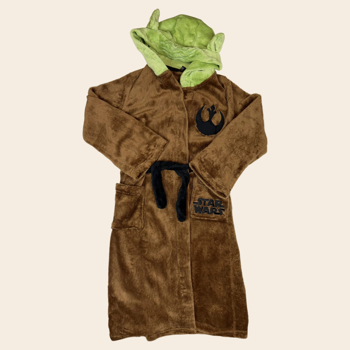 Brauner Frottee-Bademantel mit Kapuze und Star-Wars-Motiv für Kinder – front