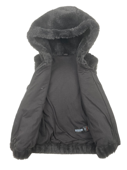 Graue Kunstfell-Kapuzenweste von Nutmeg, Größe 8-9 Jahre – inside