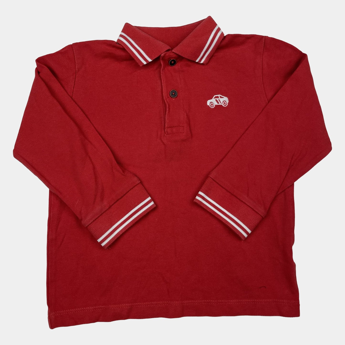 Rotes Baumwoll-Hemd mit Auto-Stickerei und langen Ärmeln – front