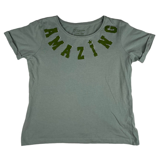 Grünes Primark Baumwoll-T-Shirt mit „AMAZING“-Schriftzug, Größe 152 (11–12 Jahre) – front