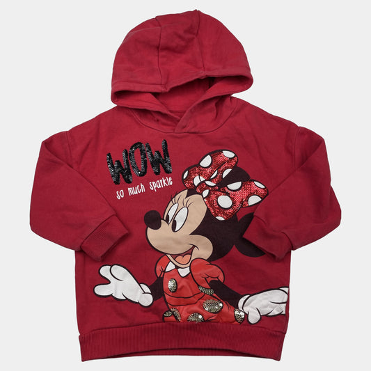 Roter Pullover mit Minnie-Maus-Motiv und Kapuze – front
