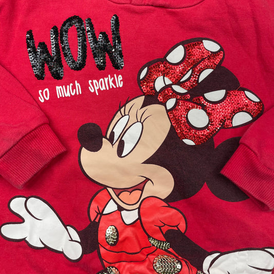 Roter Pullover mit Minnie-Maus-Motiv und Kapuze – detail