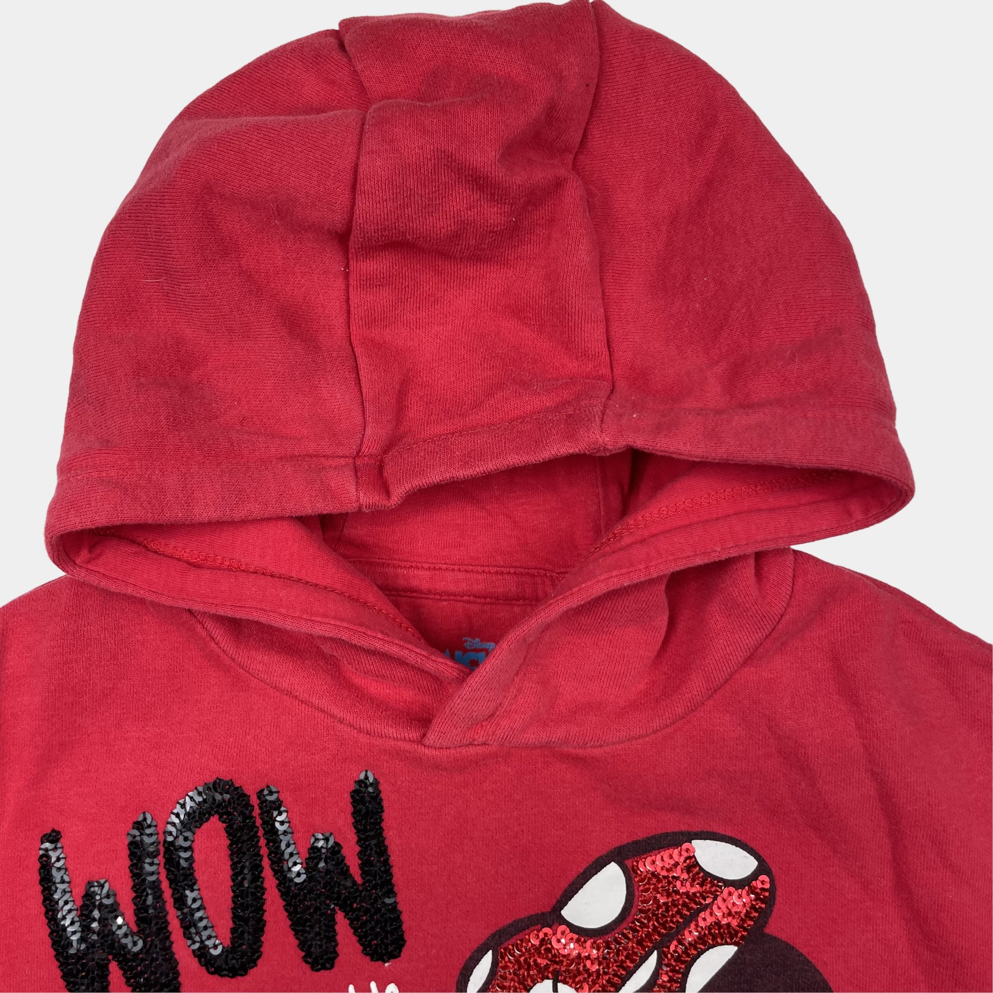 Roter Pullover mit Minnie-Maus-Motiv und Kapuze – logo