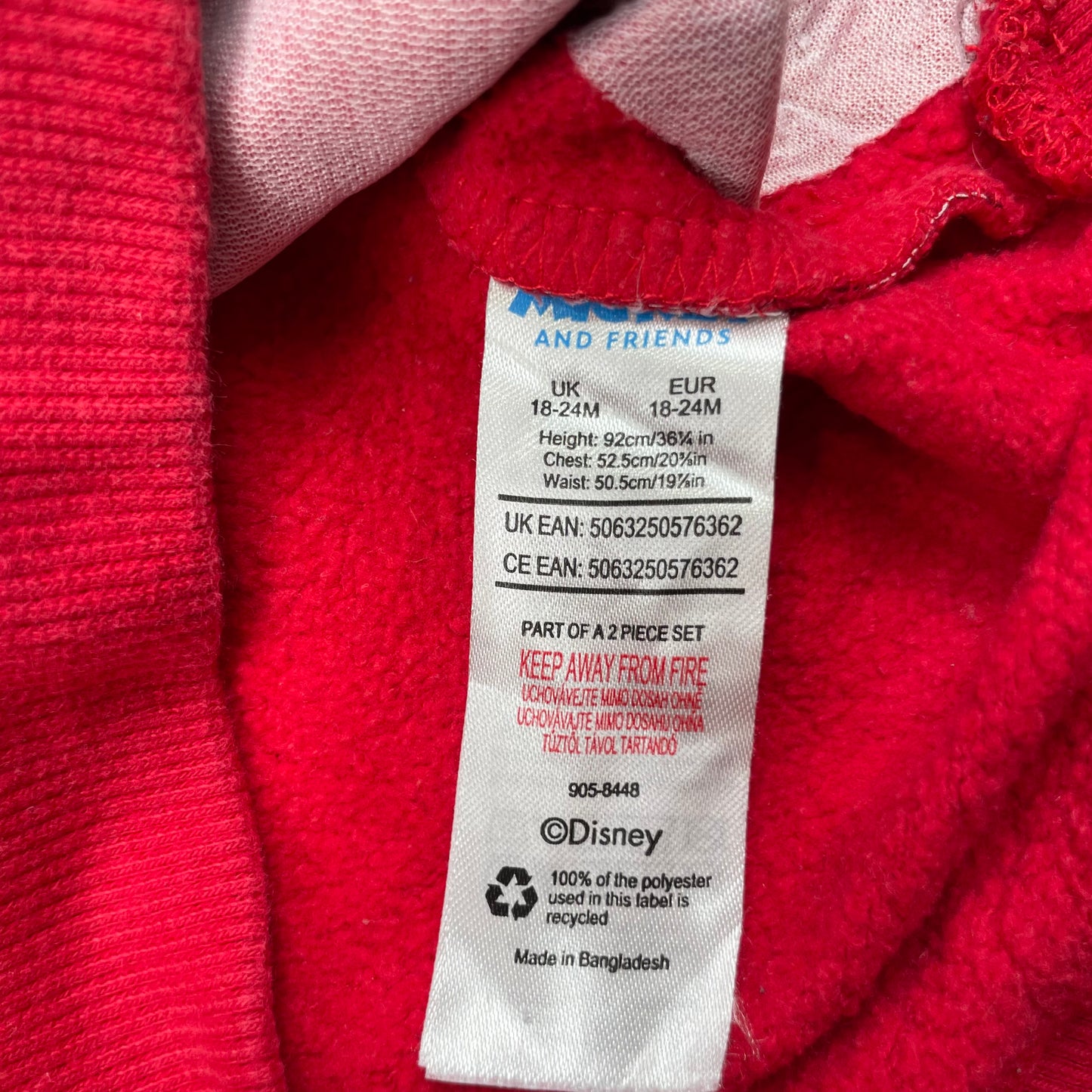 Roter Pullover mit Minnie-Maus-Motiv und Kapuze – label