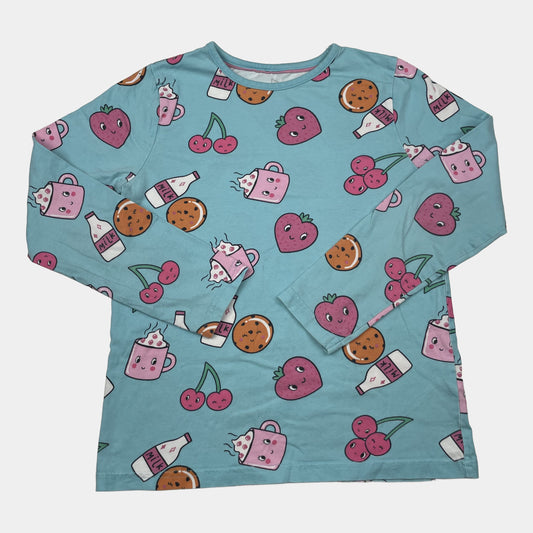 Buntes Langarmshirt mit fröhlichem Motiv aus Baumwolle, für Kinder von 10-11 Jahren – front