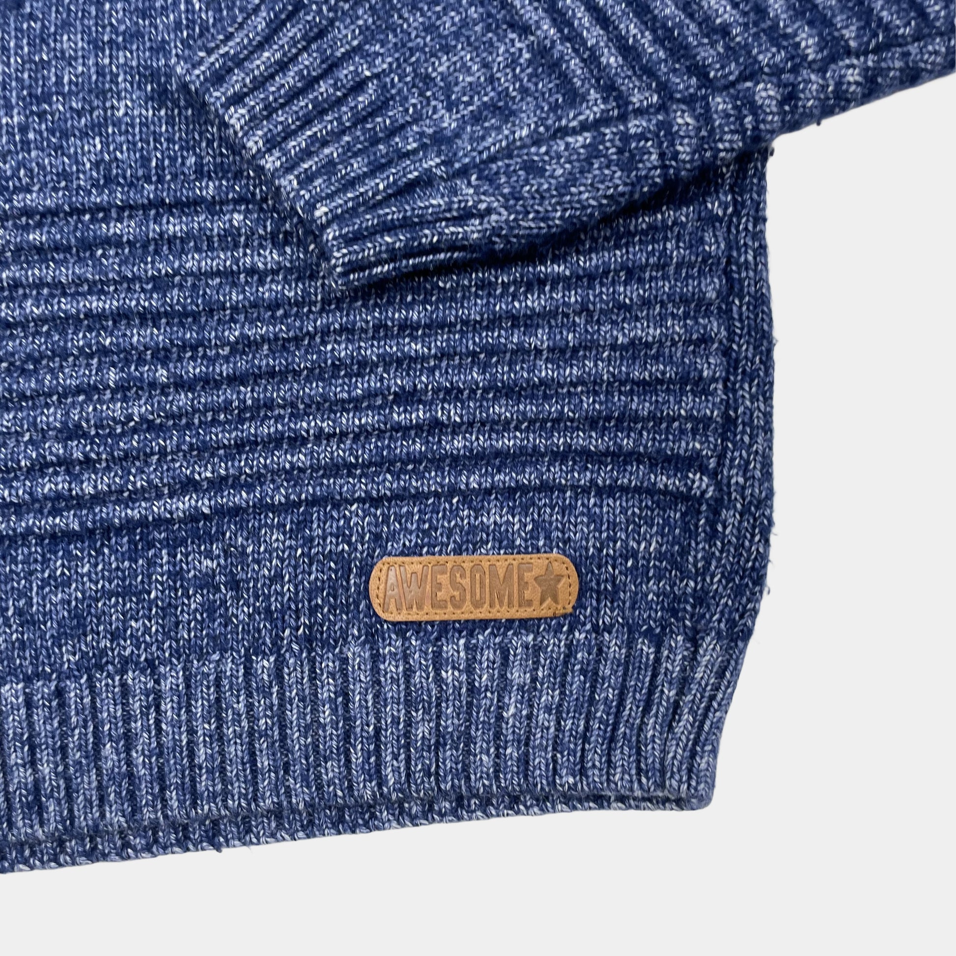 Blauer Strickpullover mit gerippten Details für Jungen – tag