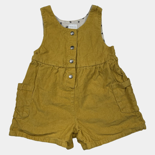 Gelber Cord-Overall mit Taschen und Knöpfen von F&F, Größe 2-3 Jahre – front