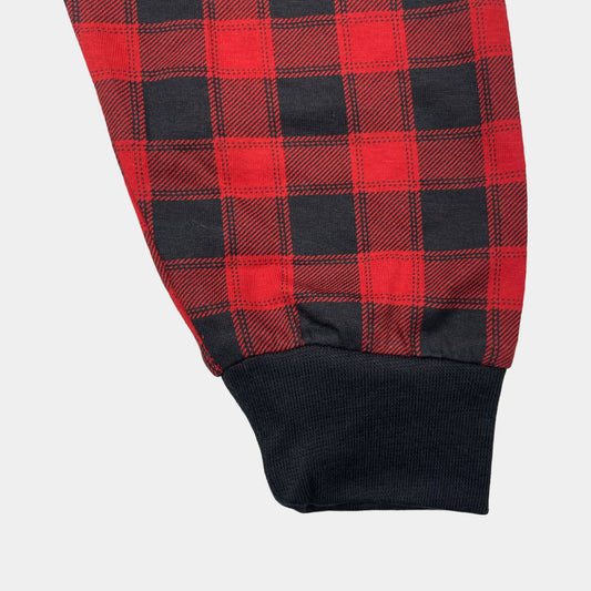 Karierte rote und schwarze Pyjamahose für Kinder, Größe 3-4 Jahre – detail