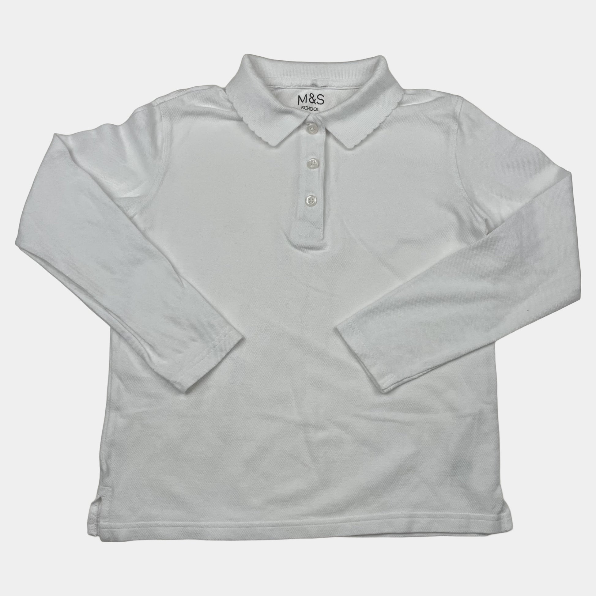 Weißes Langarm-Polohemd aus Baumwolle für Kinder – front