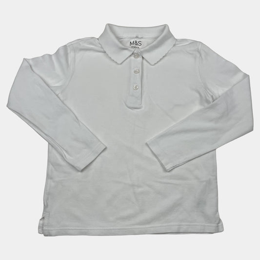 Weißes Langarm-Polohemd aus Baumwolle für Kinder – front