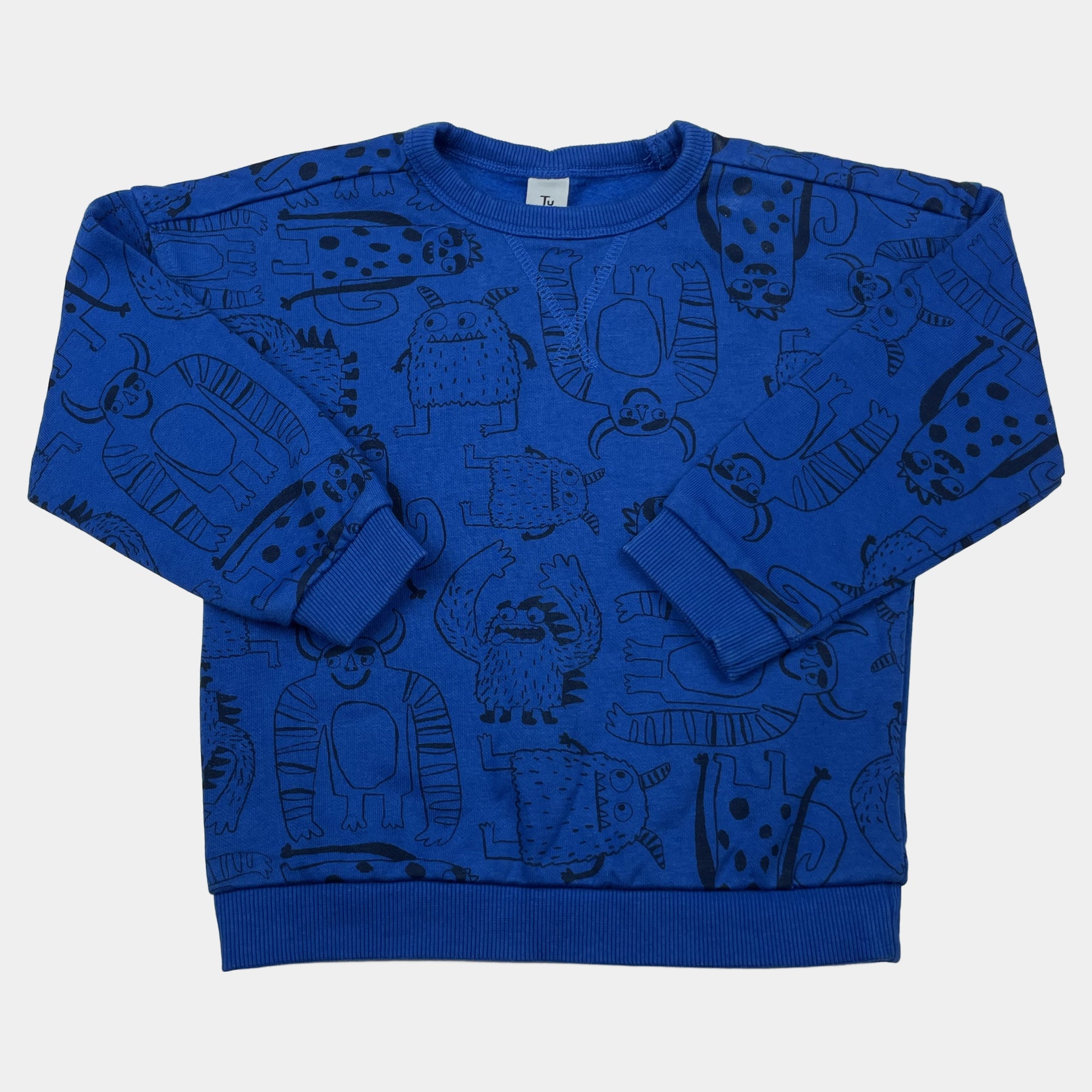 Blaues Sweatshirt mit Monster-Print – front