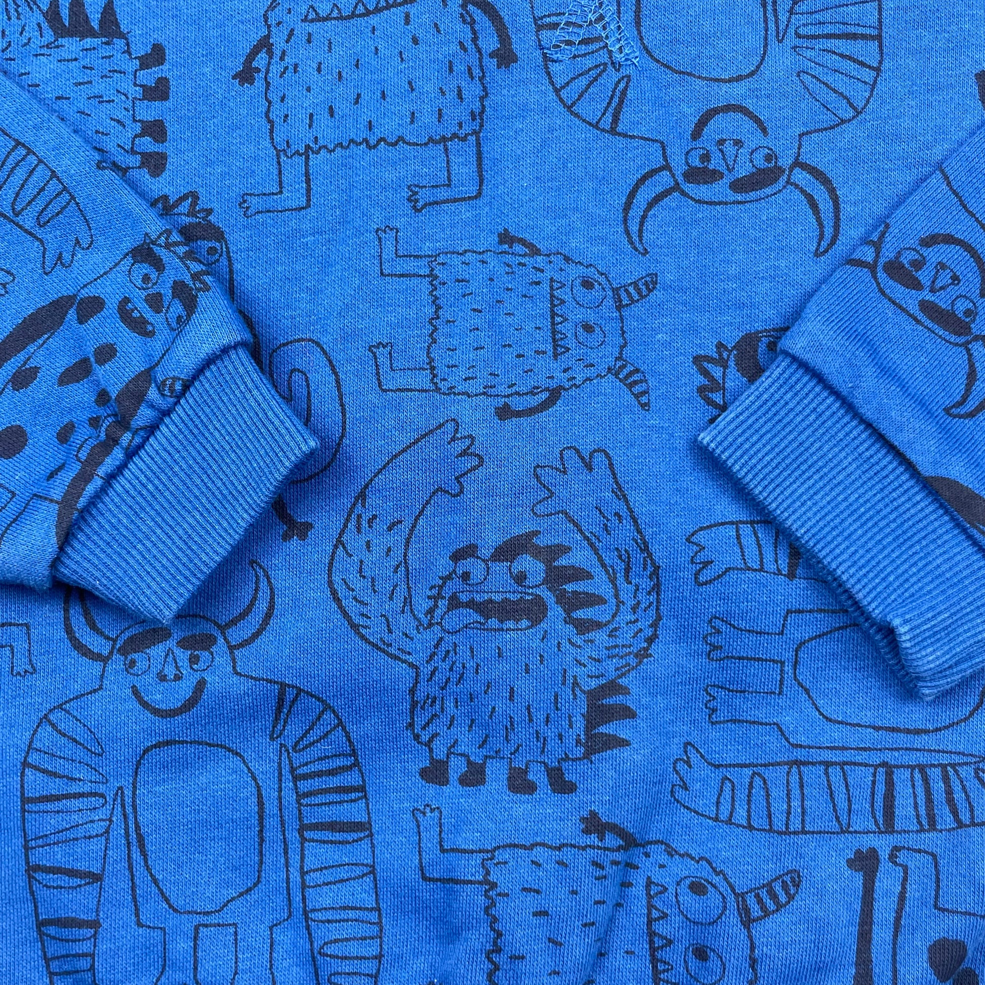 Blaues Sweatshirt mit Monster-Print – detail