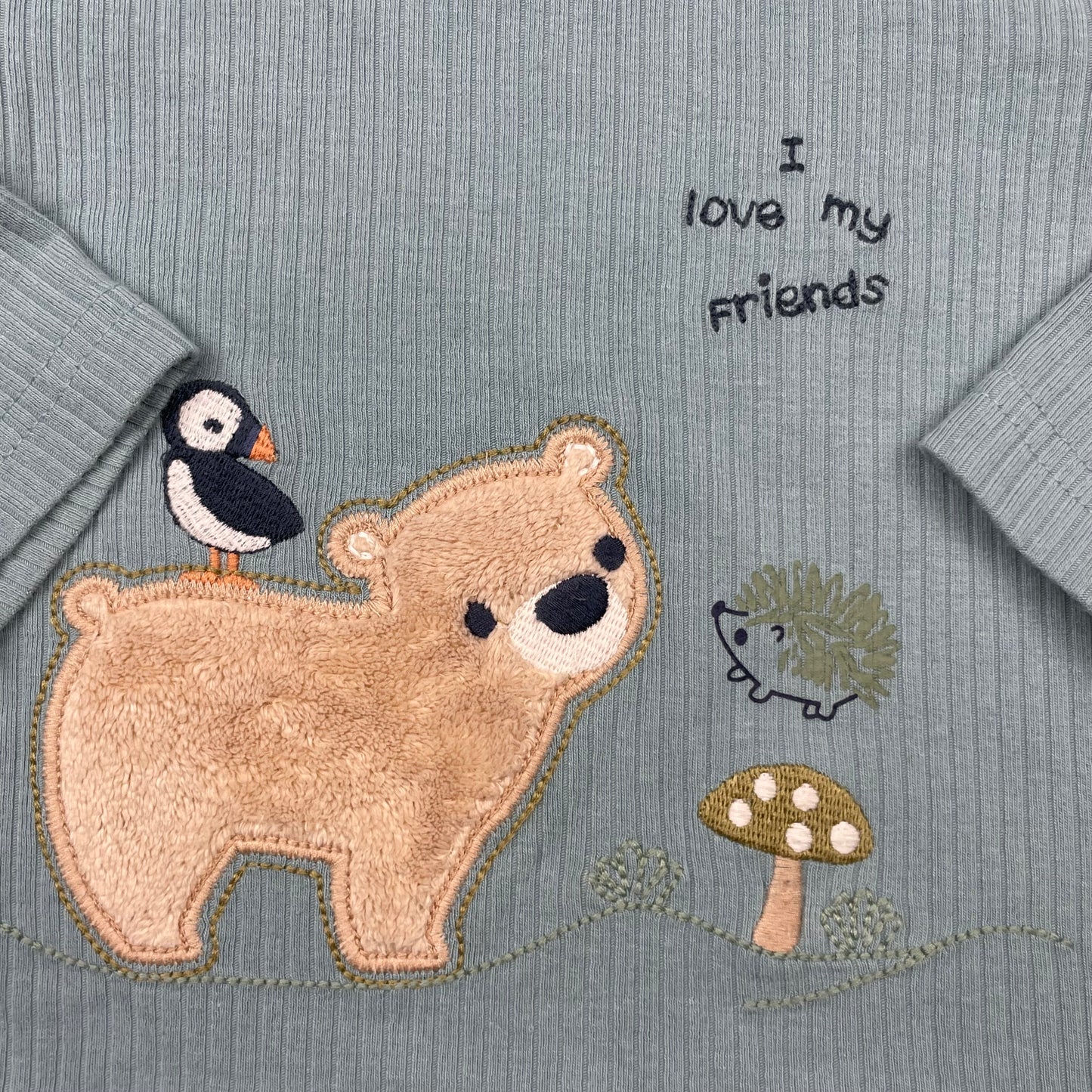 Blaues Langarmshirt mit Bären-Motiv und Schriftzug 