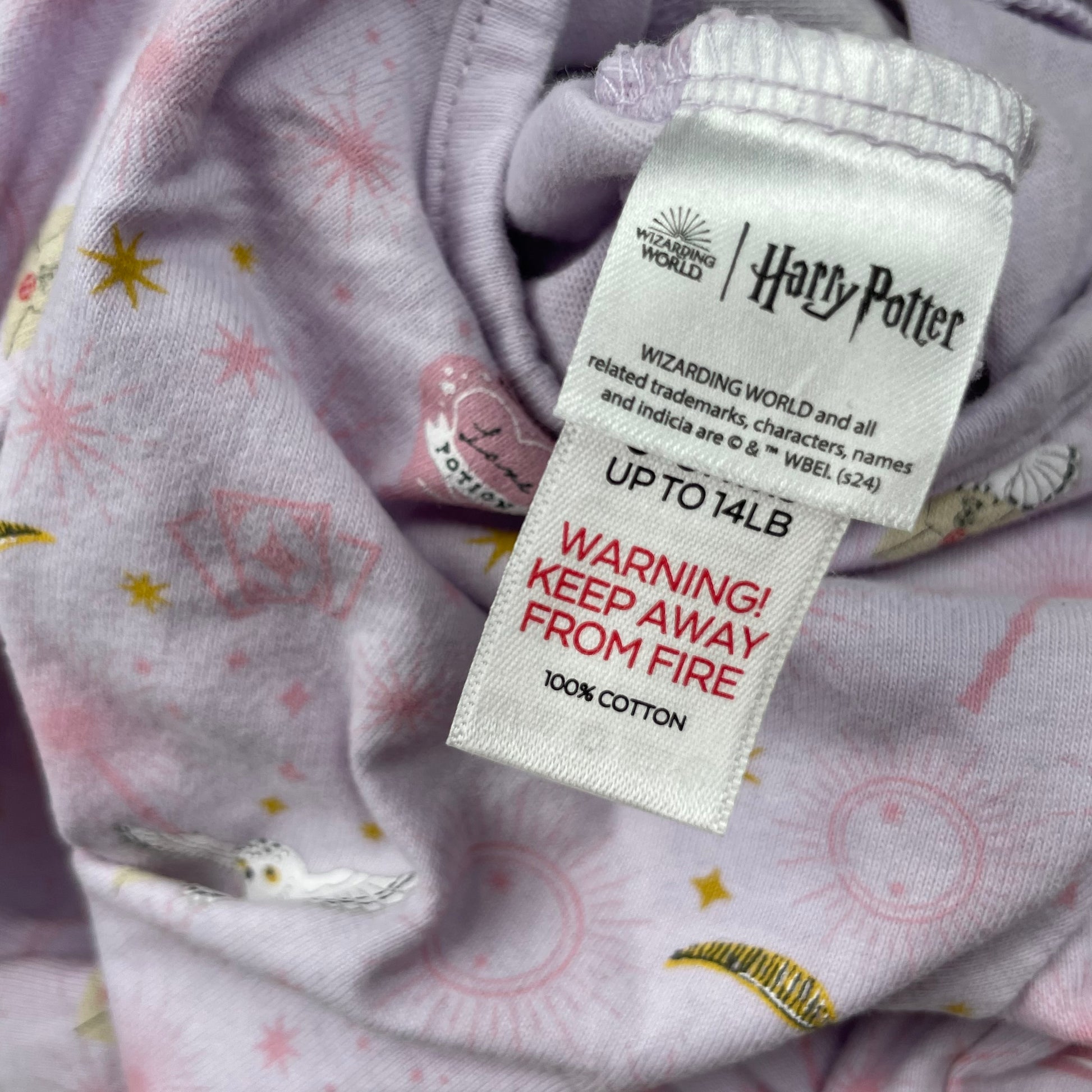 Lila Baumwoll-Overall mit Harry Potter-Motiv für Babys – tag